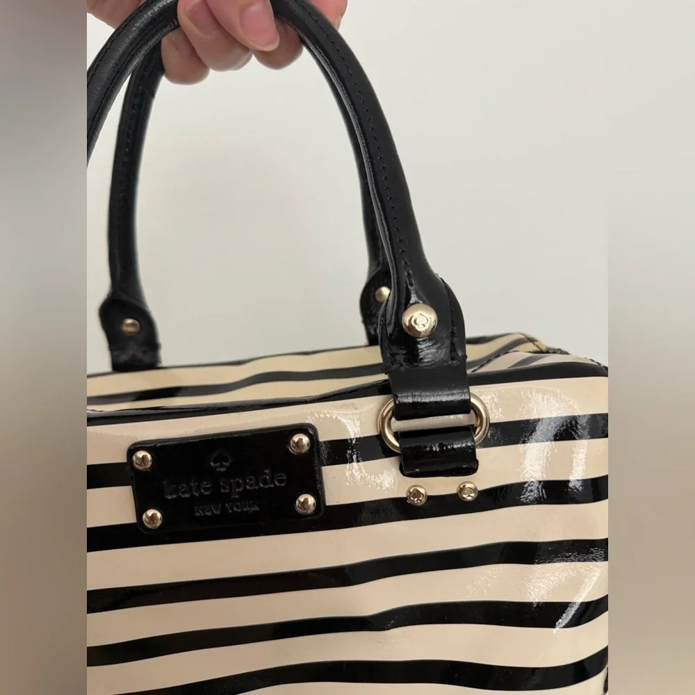 Kate Spade Black and Cream Striped Satchel